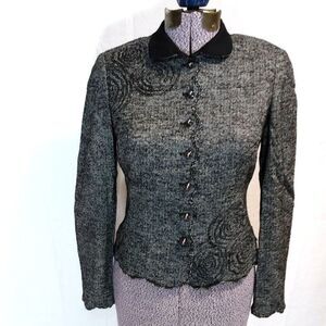Per Se Tweed Jacket with Floral Detail, size 4